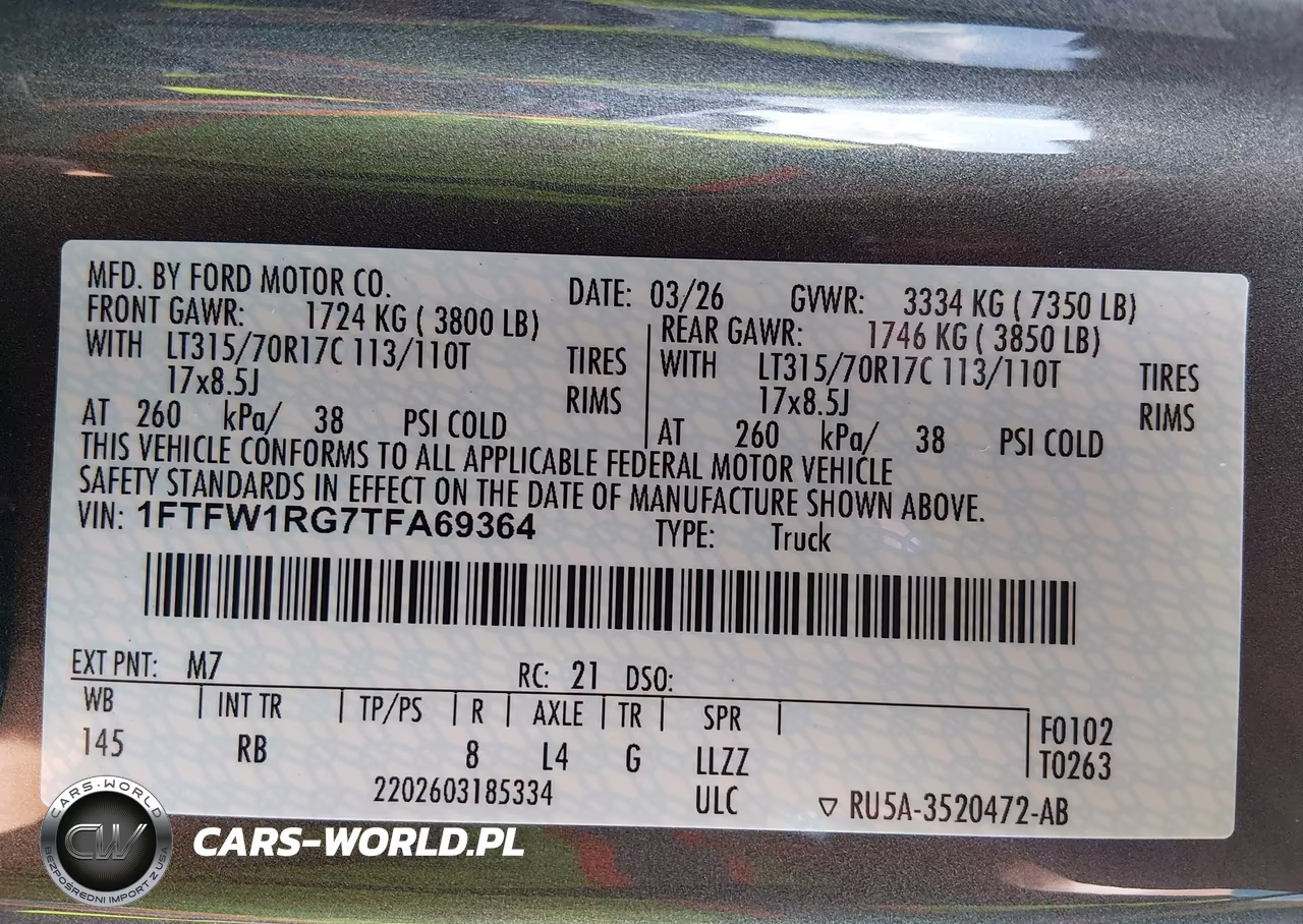 2026 Ford F-150 Raptor VIN:1FTFW1RG7TFA69364 - 9