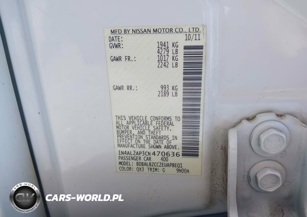 2012 Nissan Altima 2.5 S VIN:1N4AL2AP3CN470636 - 9