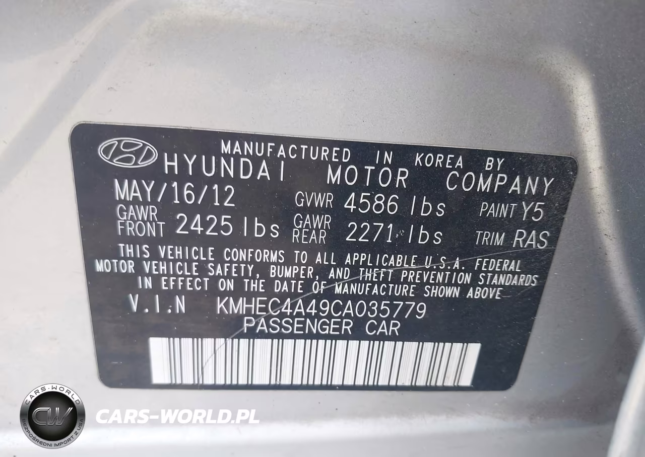 2012 Hyundai Sonata Hybrid VIN:KMHEC4A49CA035779 - 9