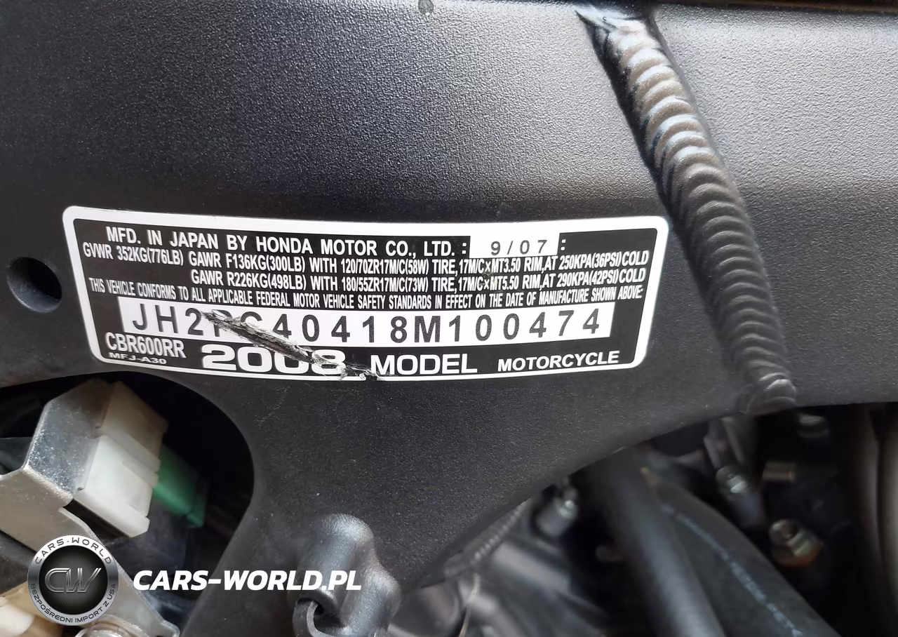 2008 Honda Cbr600 Rr VIN:JH2PC40418M100474 - 10