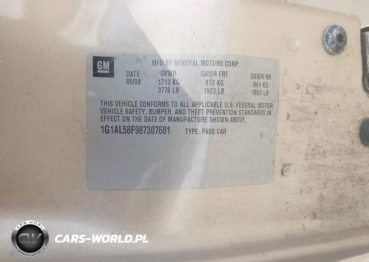 2008 Chevrolet Cobalt Lt VIN:1G1AL58F987307681 - 9