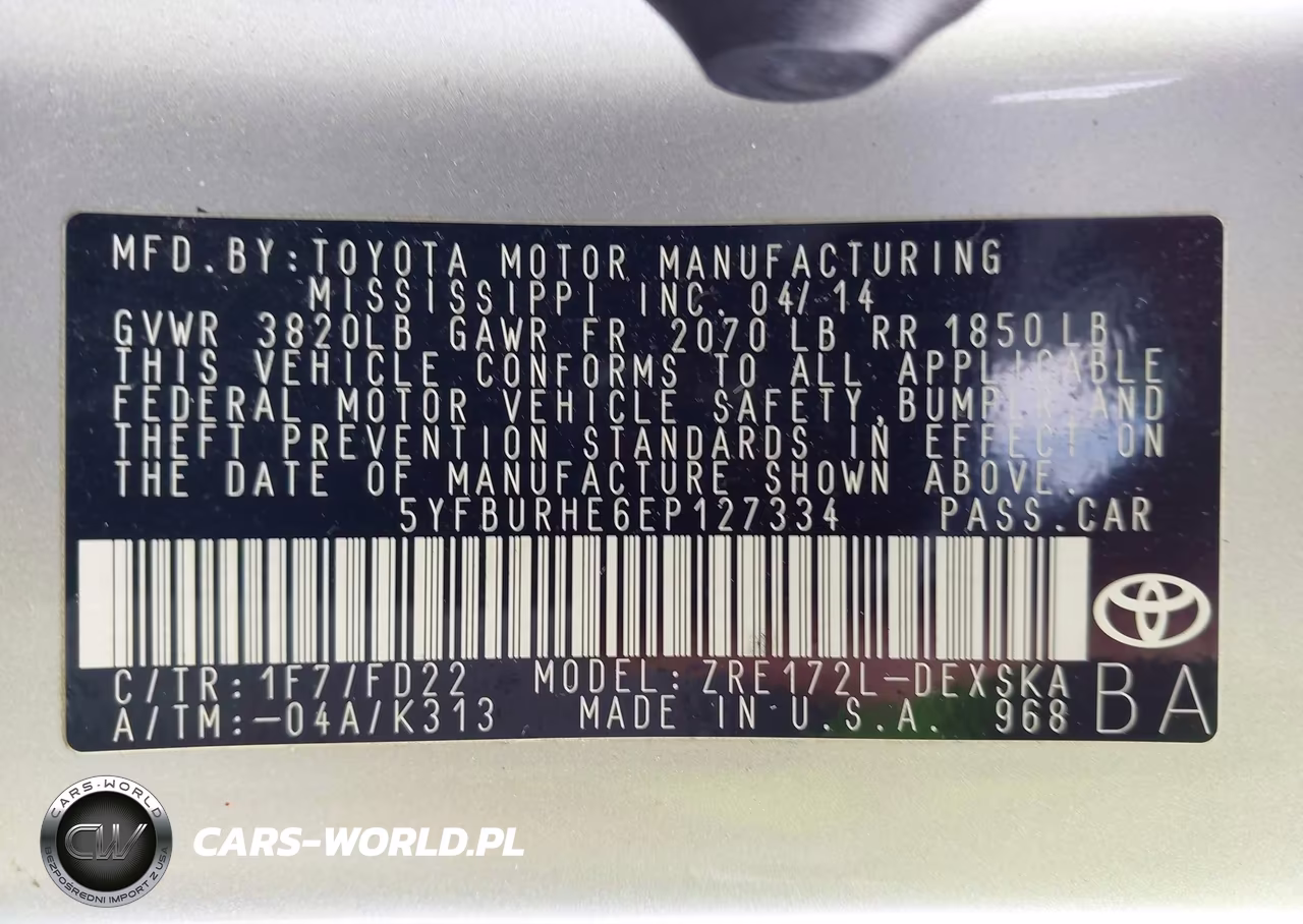 2014 Toyota Corolla S Plus VIN:5YFBURHE6EP127334 - 9