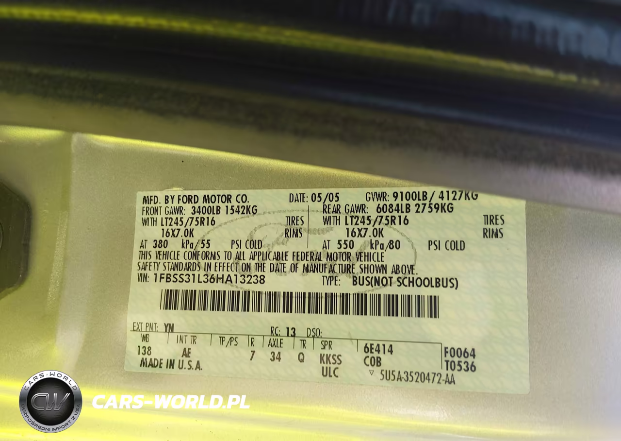 2006 Ford E-350 Super Duty Xl-Xlt VIN:1FBSS31L36HA13238 - 9