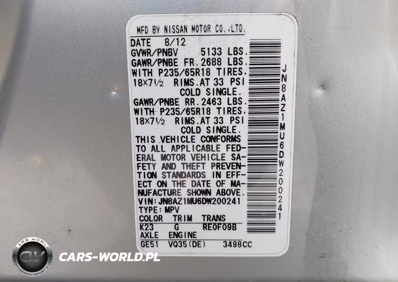 2013 Nissan Murano S VIN:JN8AZ1MU6DW200241 - 9