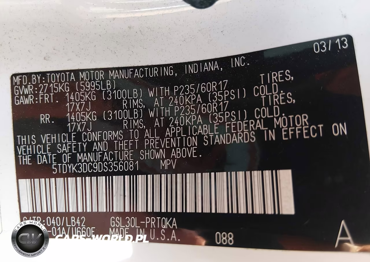 2013 Toyota Sienna Xle V6 8 Passenger VIN:5TDYK3DC9DS356081 - 9