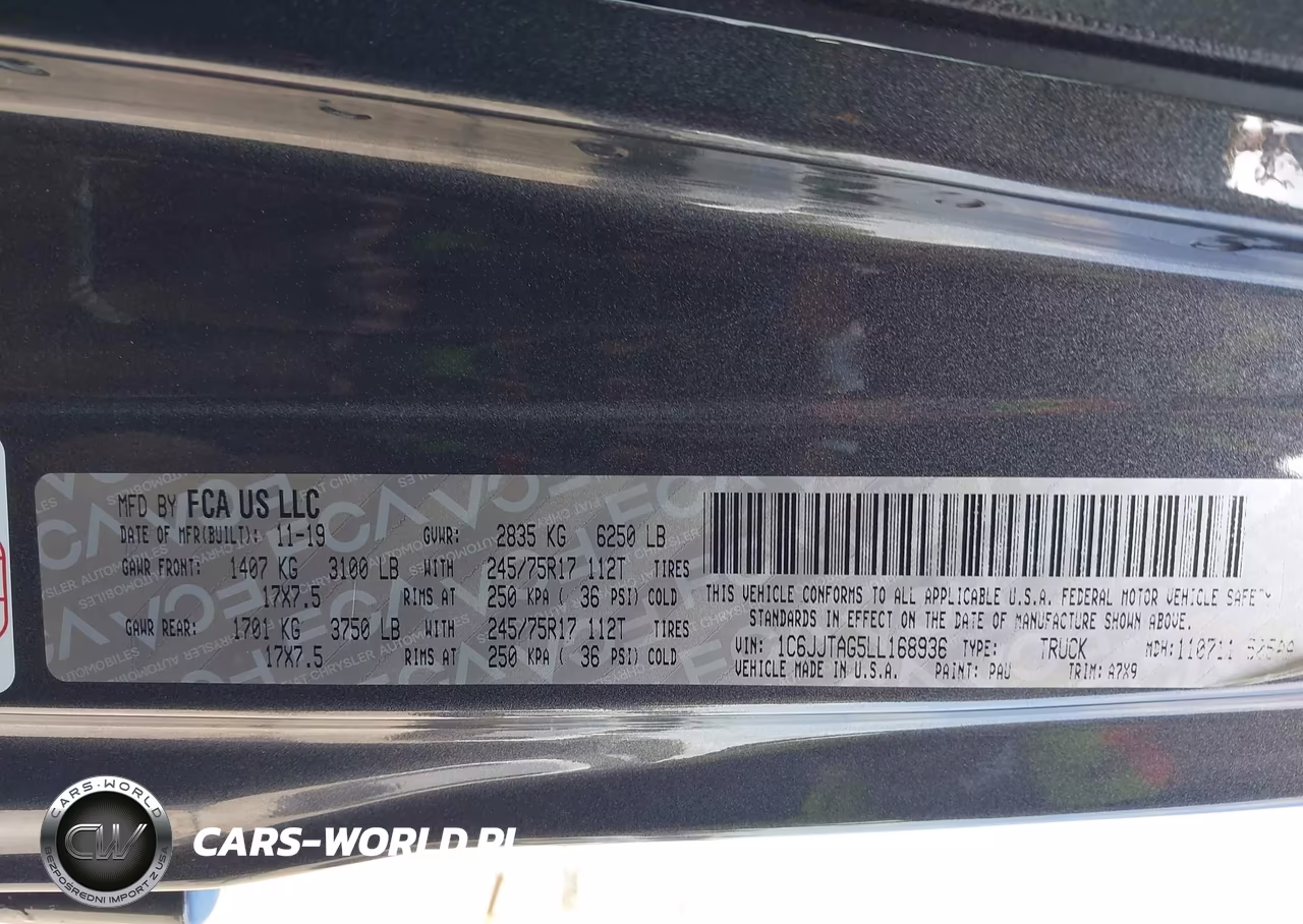 2020 Jeep Gladiator Sport S 4X4 VIN:1C6JJTAG5LL168936 - 9