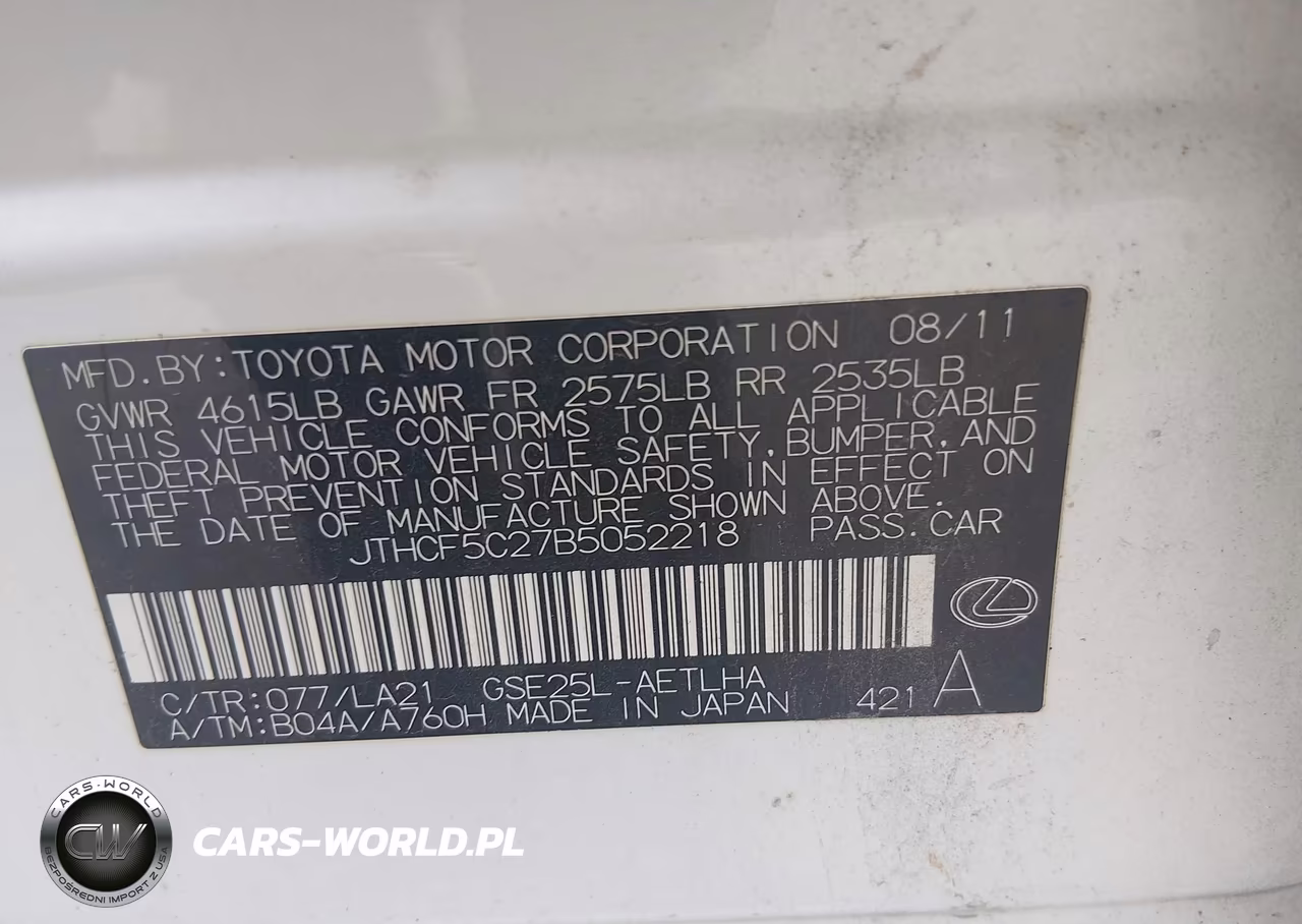 2011 Lexus Is 250 VIN:JTHCF5C27B5052218 - 9