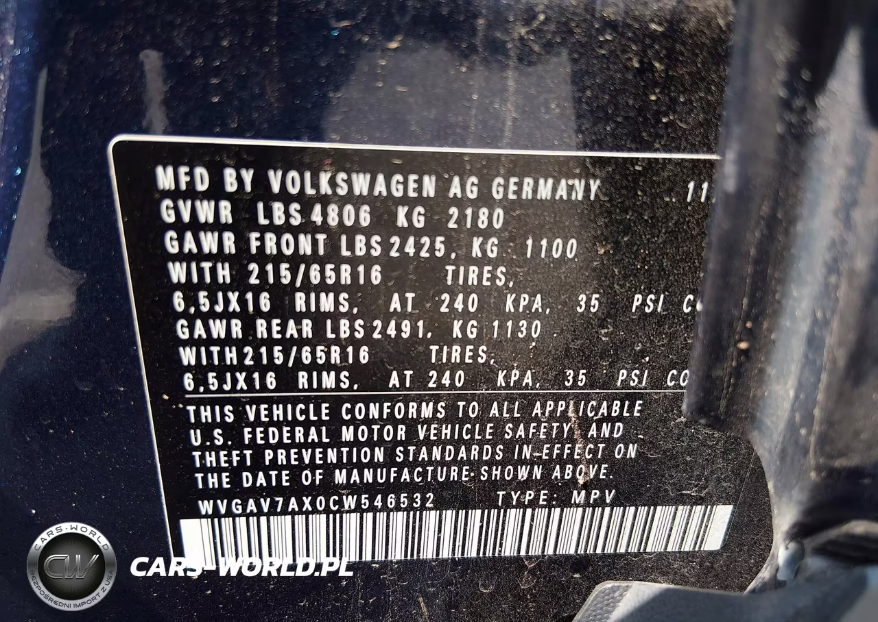 2012 Volkswagen Tiguan S VIN:WVGAV7AX0CW546532 - 9