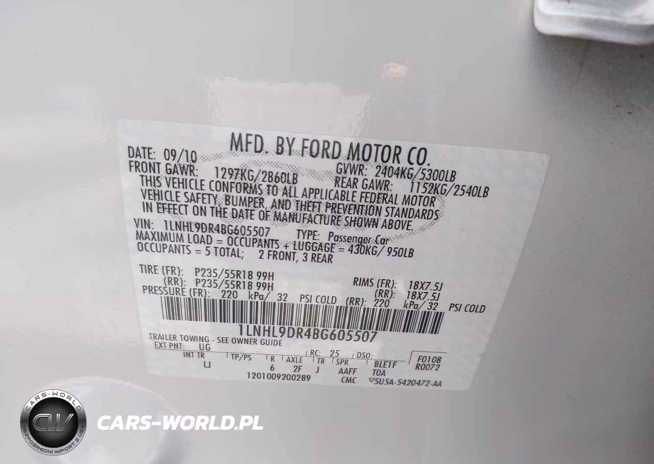 2011 Lincoln Mks VIN:1LNHL9DR4BG605507 - 9