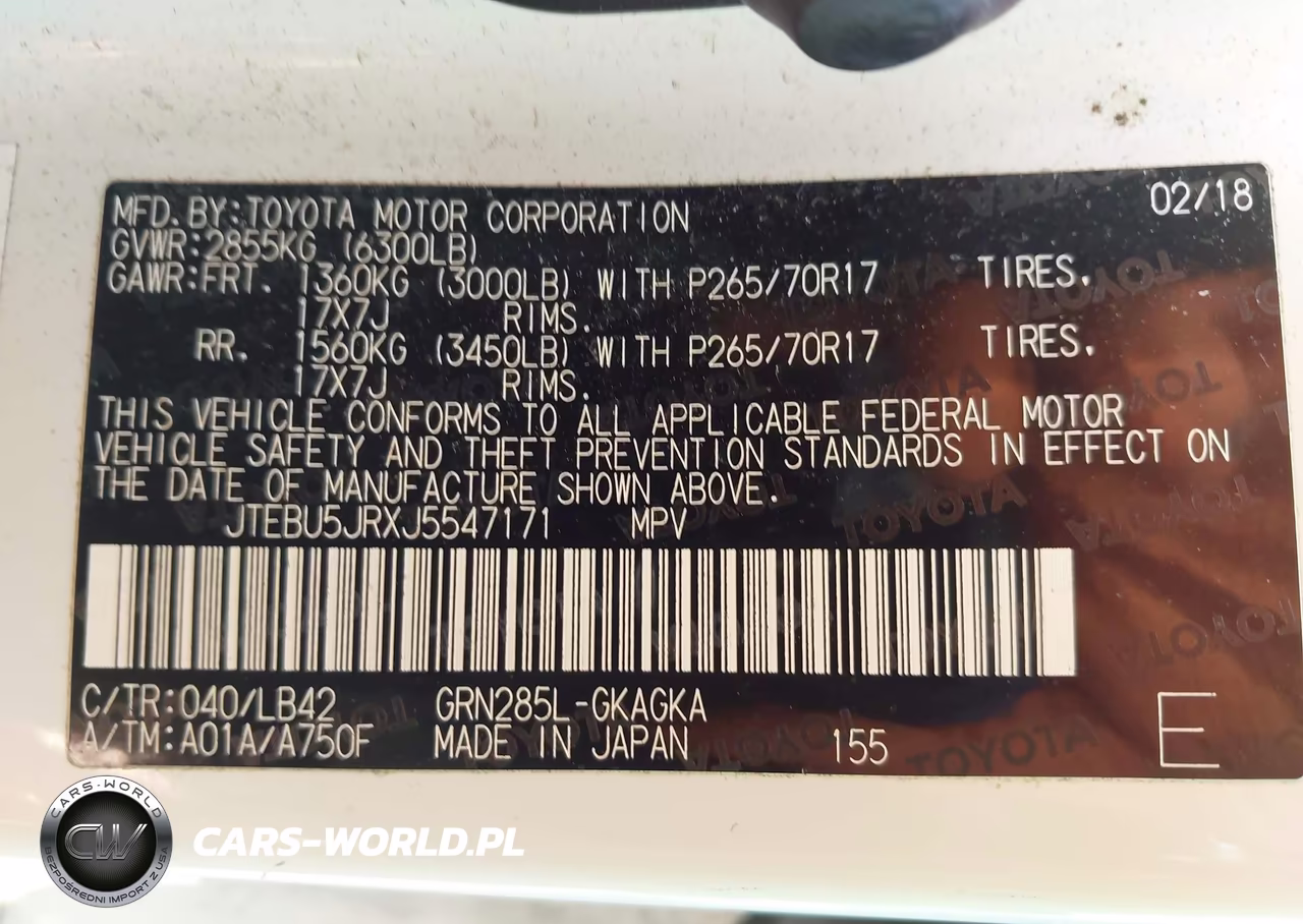 2018 Toyota 4Runner Sr5 Premium VIN:JTEBU5JRXJ5547171 - 9