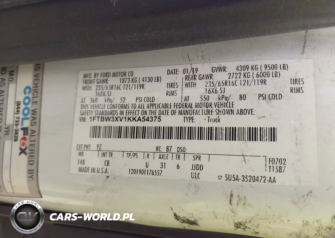 2019 Ford Transit-350 VIN:1FTBW3XV1KKA54375 - 8