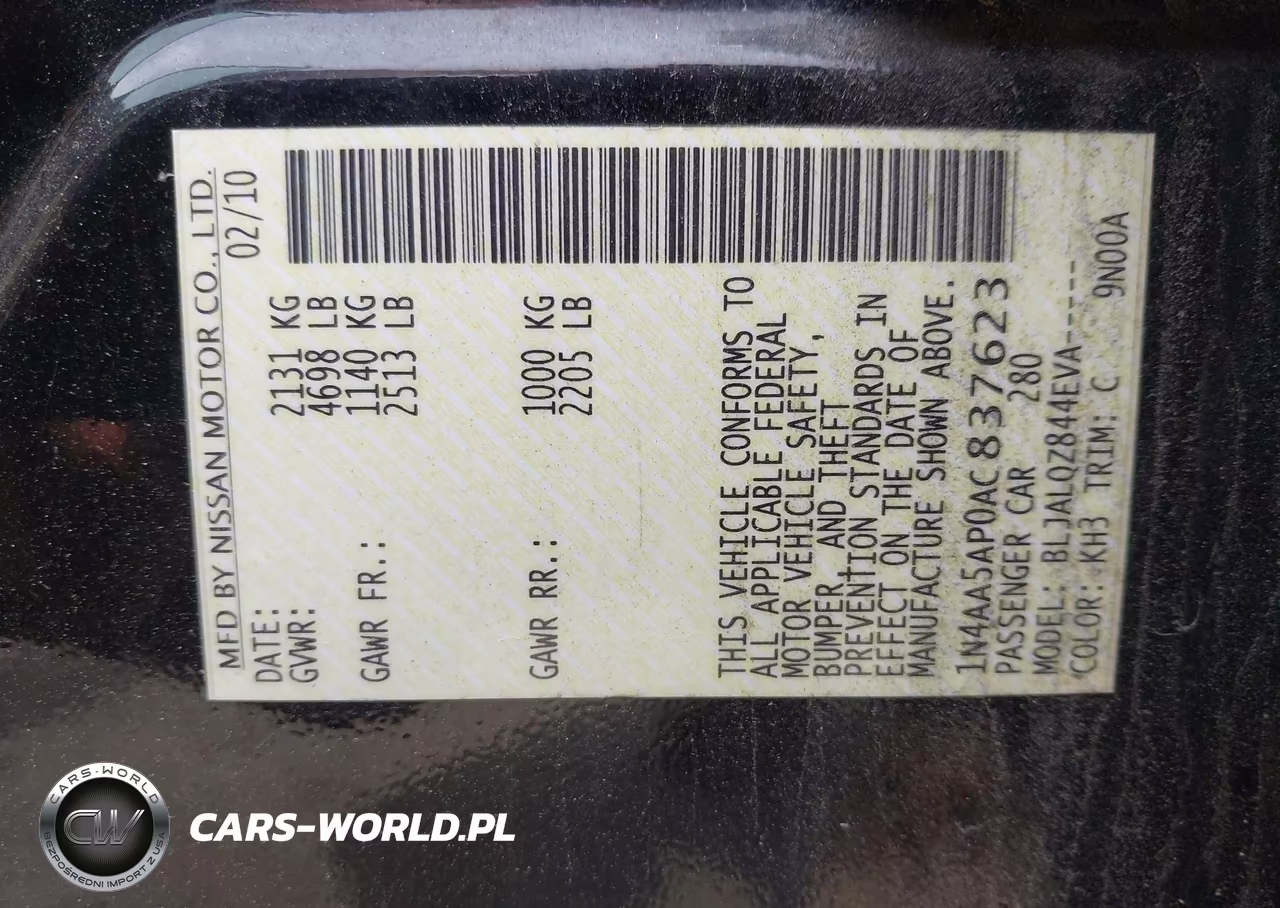 2010 Nissan Maxima 3.5 S VIN:1N4AA5AP0AC837623 - 9