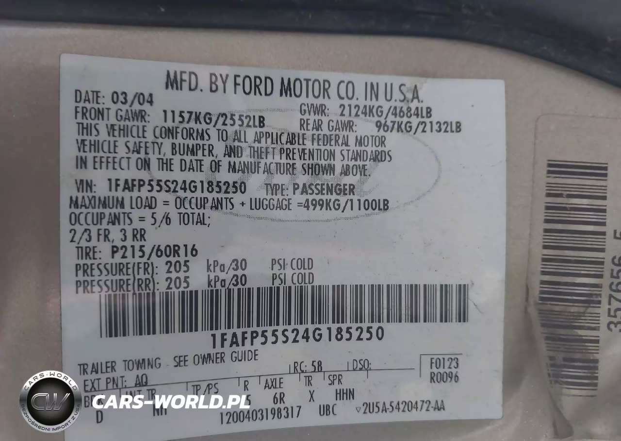 2004 Ford Taurus Ses VIN:1FAFP55S24G185250 - 9
