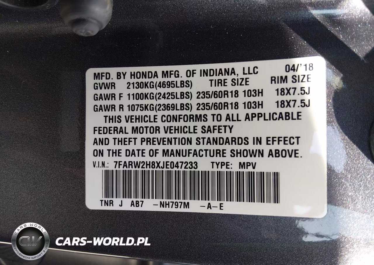 2018 Honda Cr-V Ex-L-Ex-L Navi VIN:7FARW2H8XJE047233 - 9