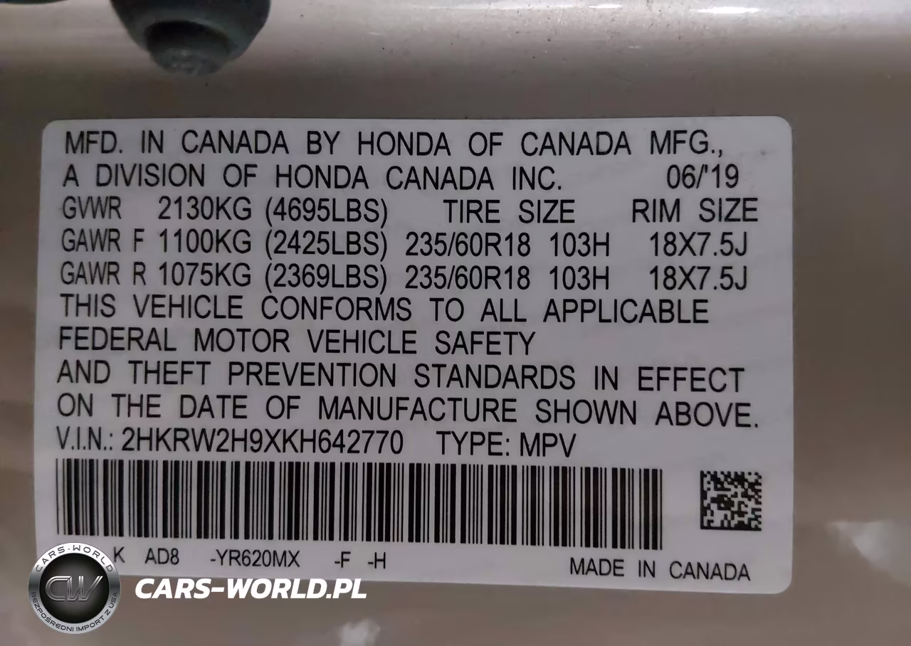 2019 Honda Cr-V Touring VIN:2HKRW2H9XKH642770 - 9