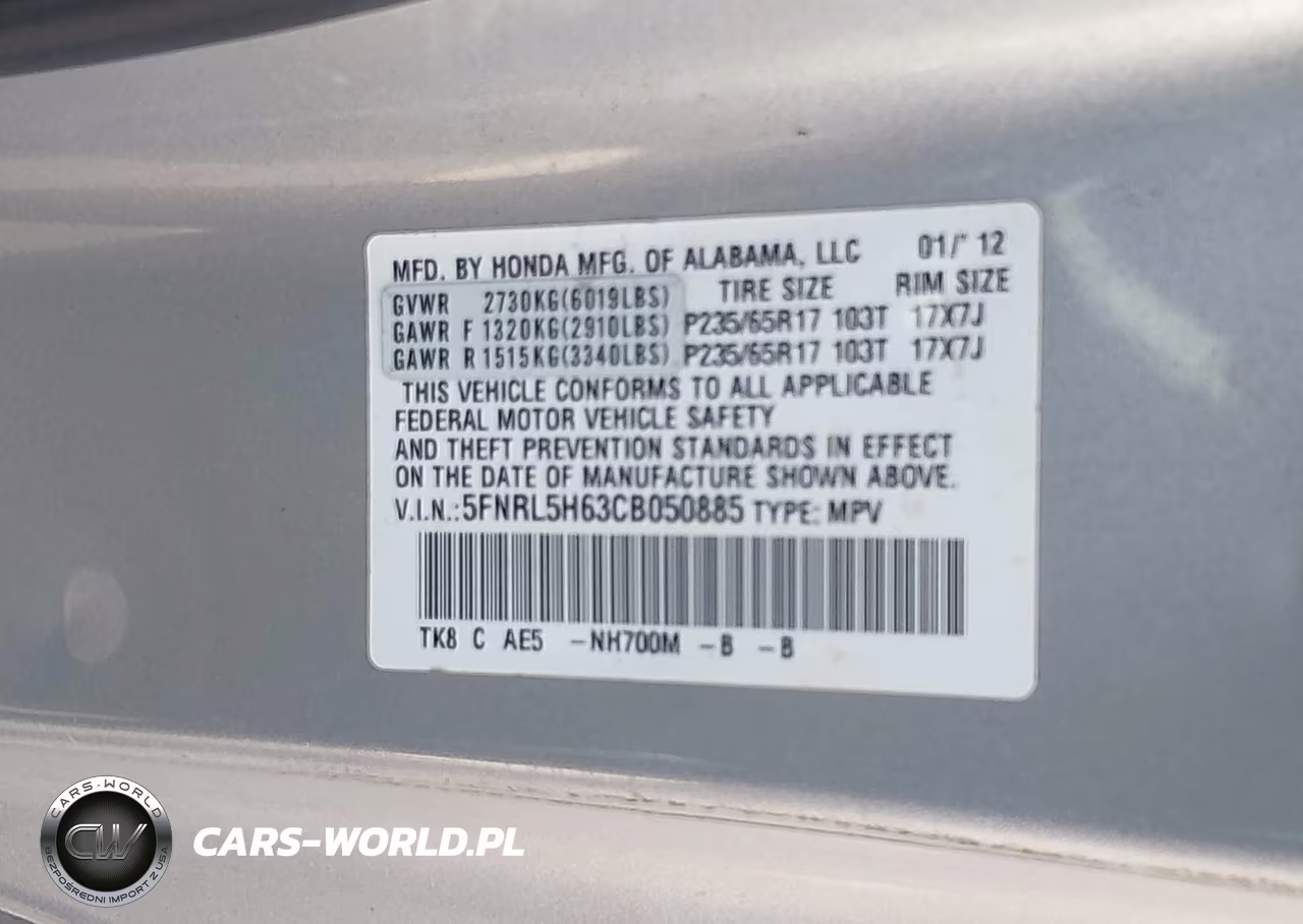 2012 Honda Odyssey Ex-L VIN:5FNRL5H63CB050885 - 9