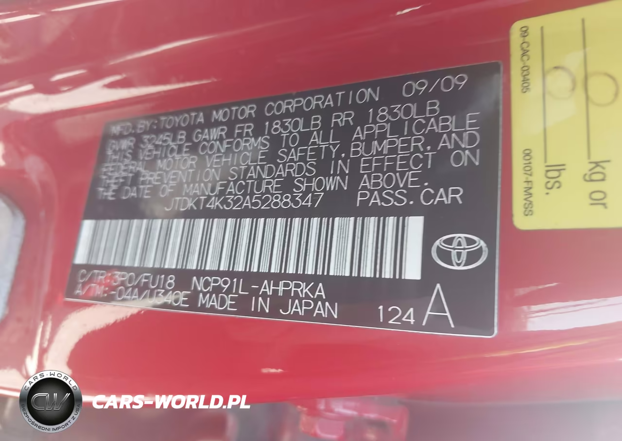 2010 Toyota Yaris VIN:JTDKT4K32A5288347 - 9