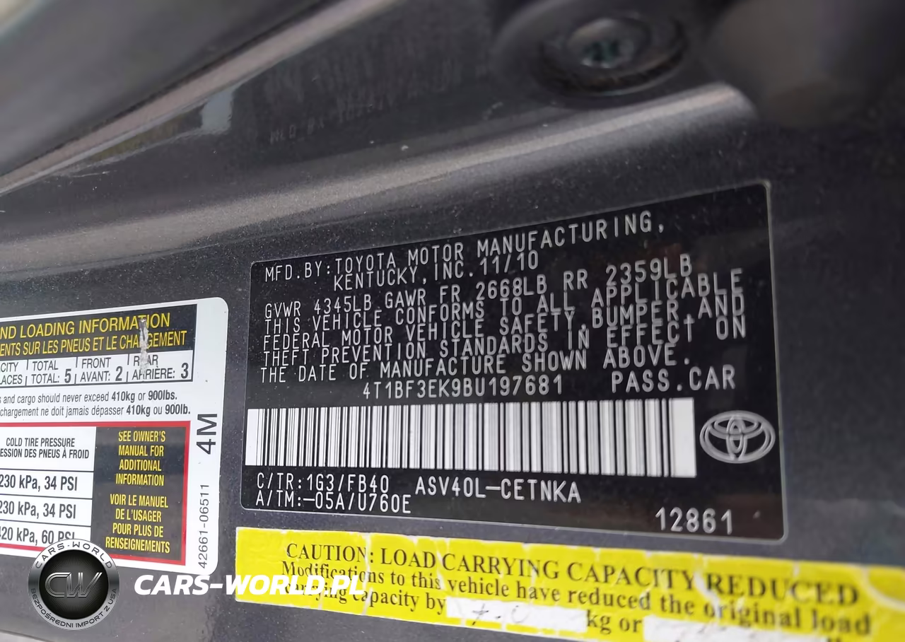 2011 Toyota Camry Le VIN:4T1BF3EK9BU197681 - 9