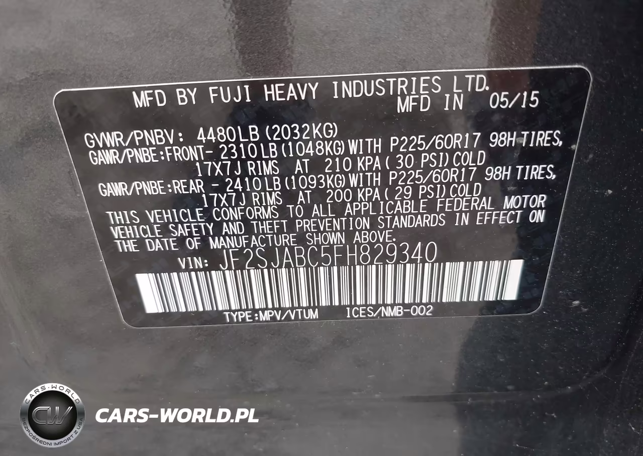 2015 Subaru Forester 2.5I VIN:JF2SJABC5FH829340 - 9