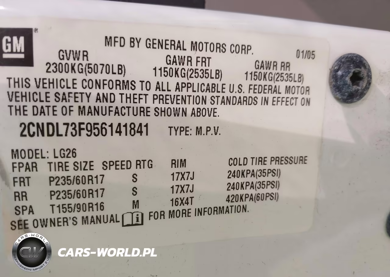 2005 Chevrolet Equinox Lt VIN:2CNDL73F956141841 - 9