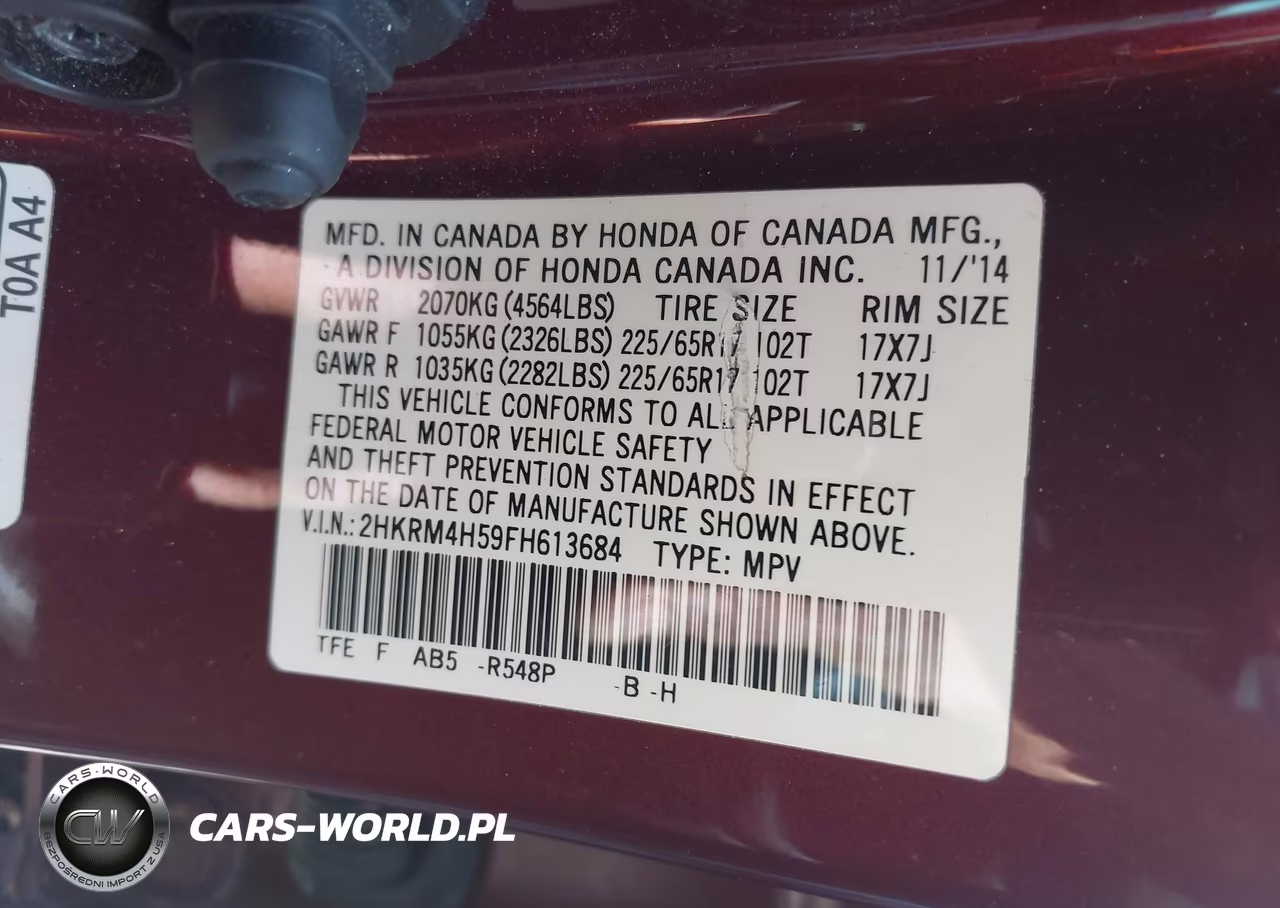 2015 Honda Cr-V Ex VIN:2HKRM4H59FH613684 - 9