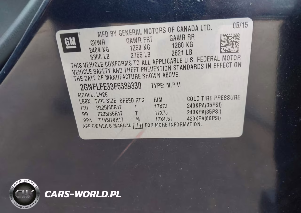 2015 Chevrolet Equinox 1Lt VIN:2GNFLFE33F6389330 - 9