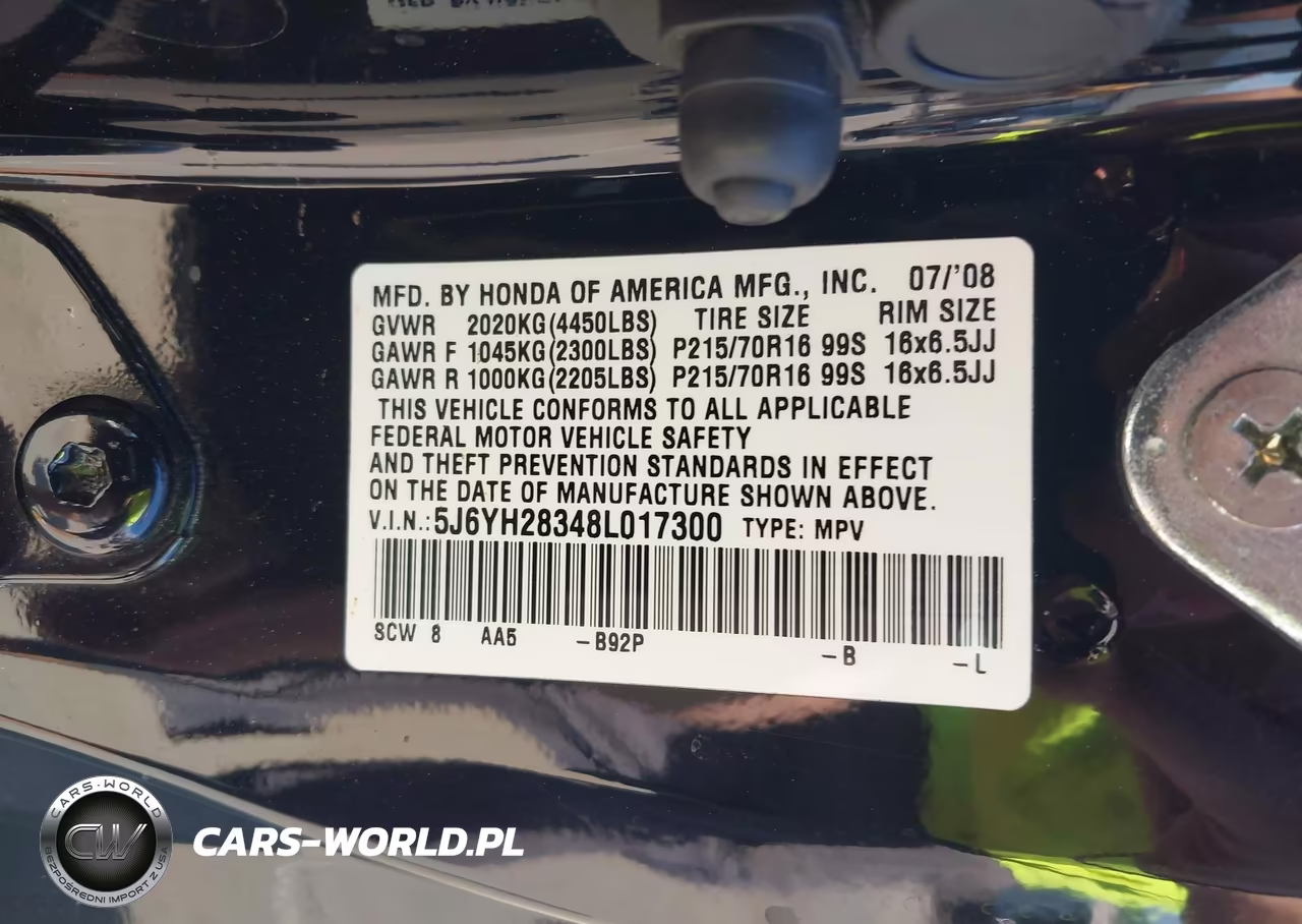 2008 Honda Element Lx VIN:5J6YH28348L017300 - 8
