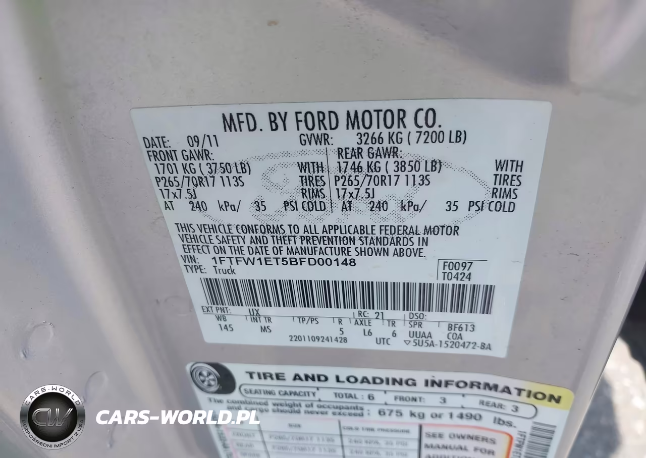2011 Ford F-150 Xlt VIN:1FTFW1ET5BFD00148 - 9