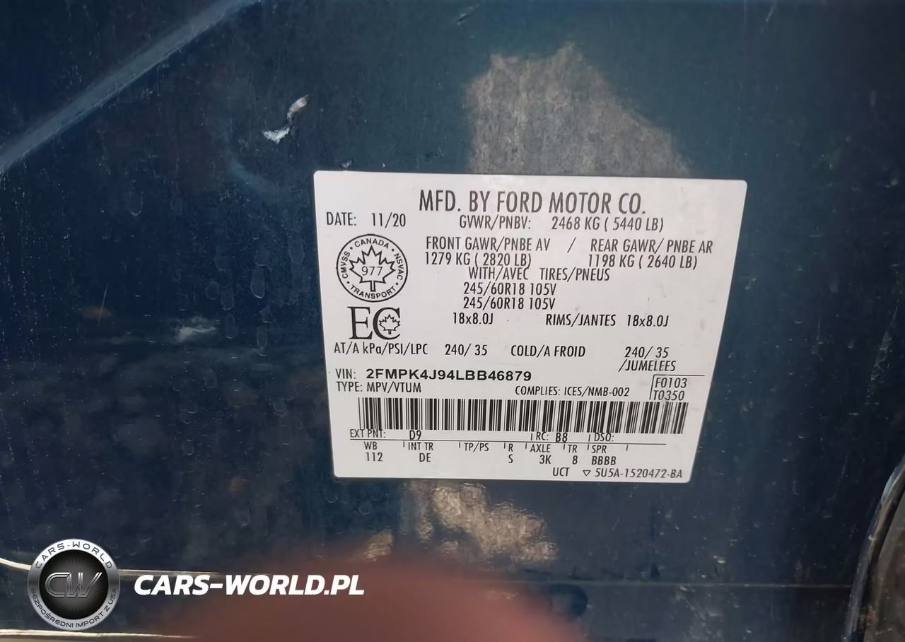 2020 Ford Edge Sel-St Line VIN:2FMPK4J94LBB46879 - 9