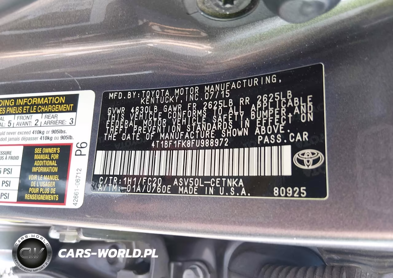 2015 Toyota Camry Le VIN:4T1BF1FK8FU988972 - 9
