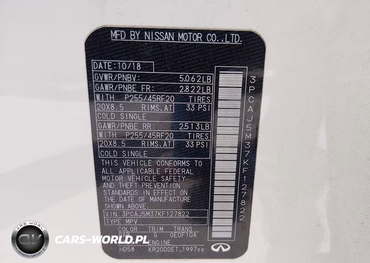 2019 Infiniti Qx50 Essential VIN:3PCAJ5M37KF127822 - 9