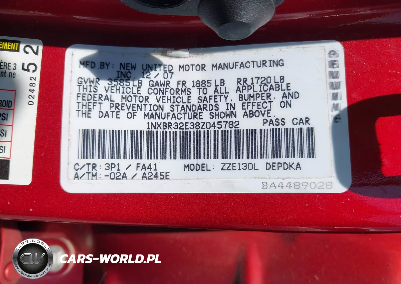 2008 Toyota Corolla Ce VIN:1NXBR32E38Z045782 - 9