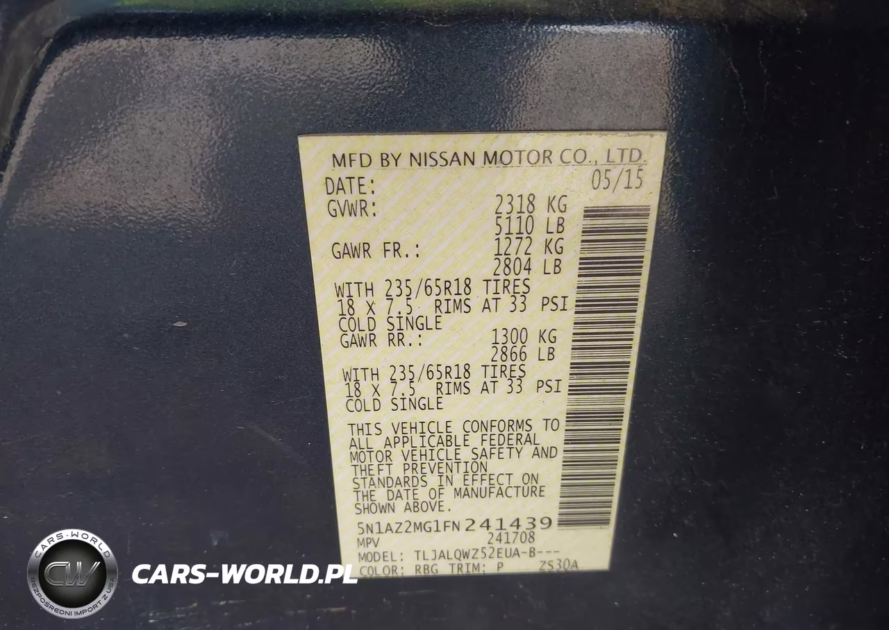 2015 Nissan Murano Sv VIN:5N1AZ2MG1FN241439 - 9