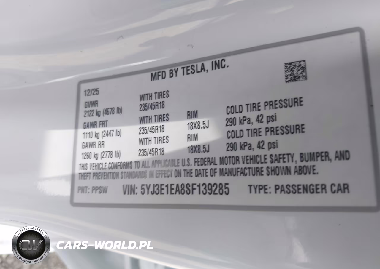 2025 Tesla Model 3 Long Range Rear-Wheel Drive-Standard Rear-Wheel Drive VIN:5YJ3E1EA8SF139285 - 9
