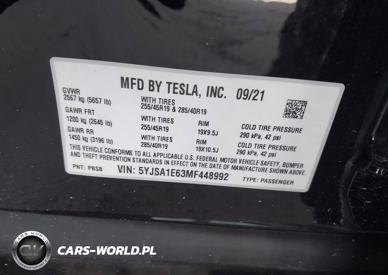 2021 Tesla Model S Plaid Tri Motor All-Wheel Drive VIN:5YJSA1E63MF448992 - 9