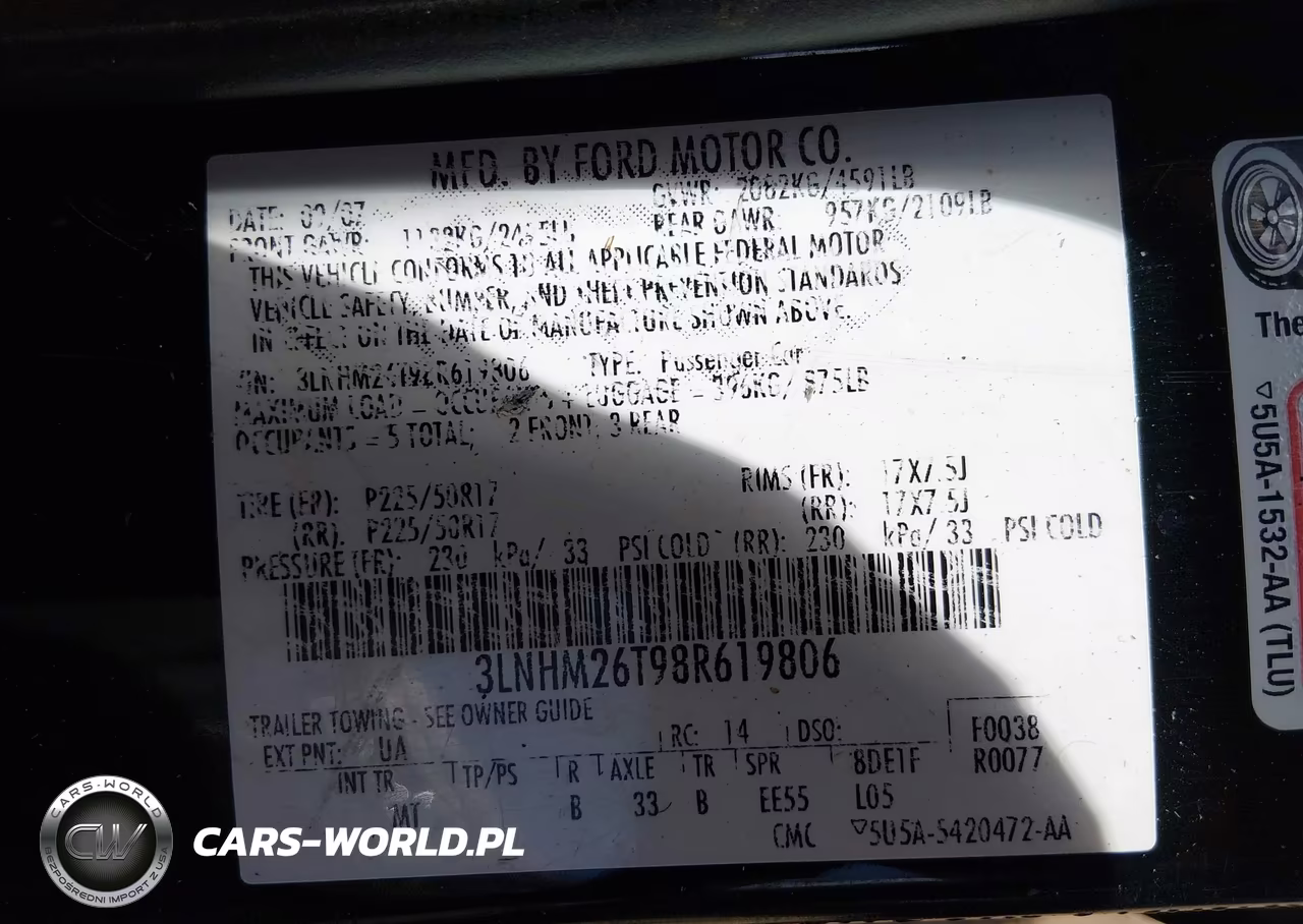 2008 Lincoln Mkz VIN:3LNHM26T98R619806 - 9