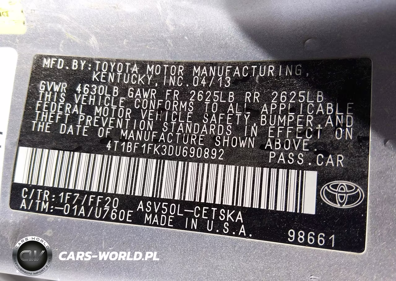 2013 Toyota Camry Se VIN:4T1BF1FK3DU690892 - 9