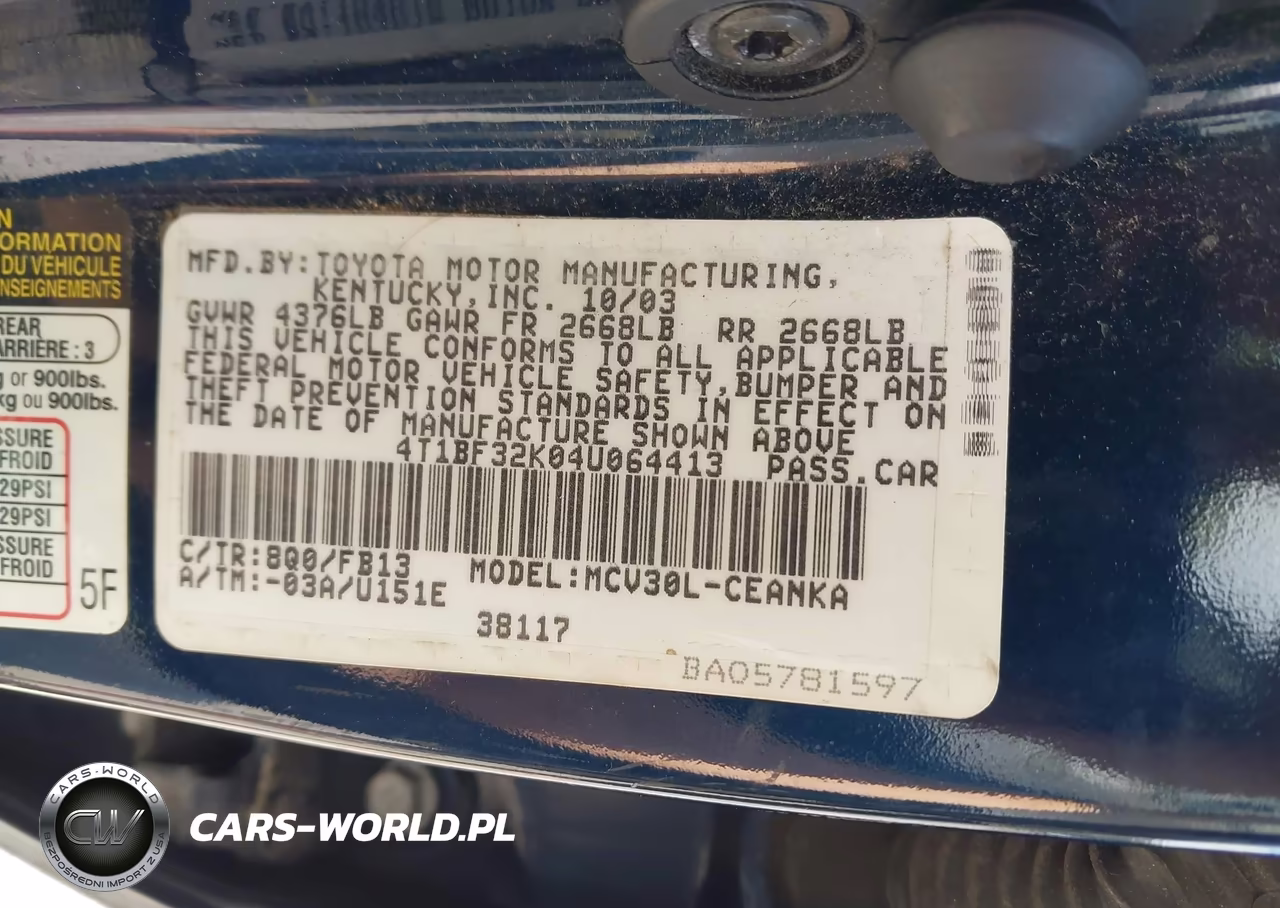2004 Toyota Camry Le V6 VIN:4T1BF32K04U064413 - 9