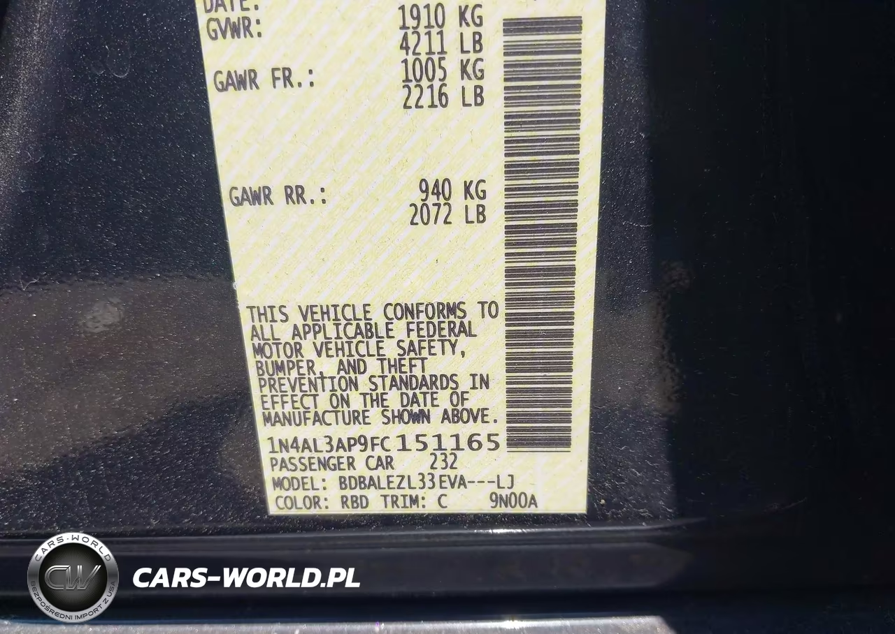 2015 Nissan Altima 2.5 S VIN:1N4AL3AP9FC151165 - 9