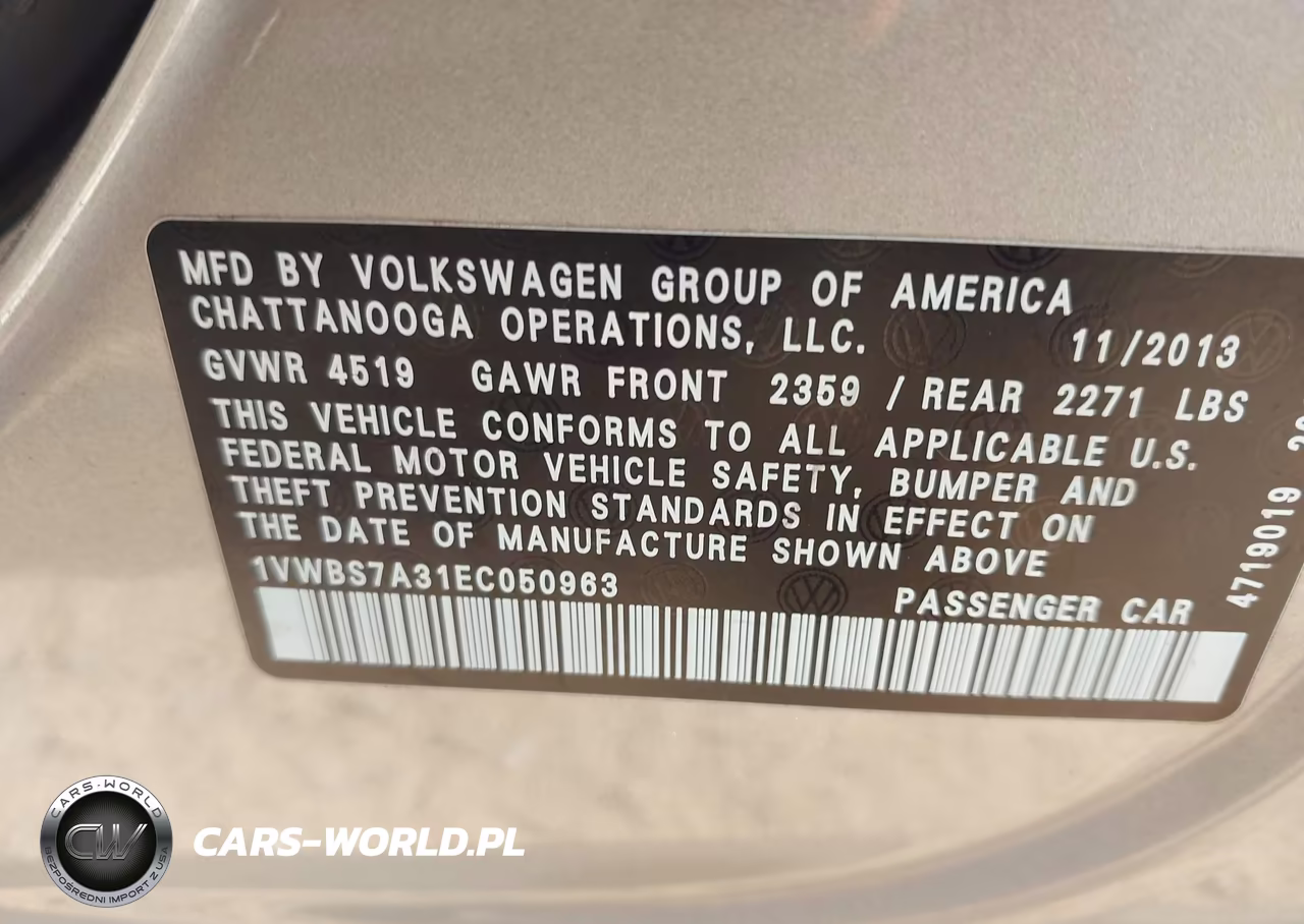 2014 Volkswagen Passat 1.8T Se VIN:1VWBS7A31EC050963 - 9