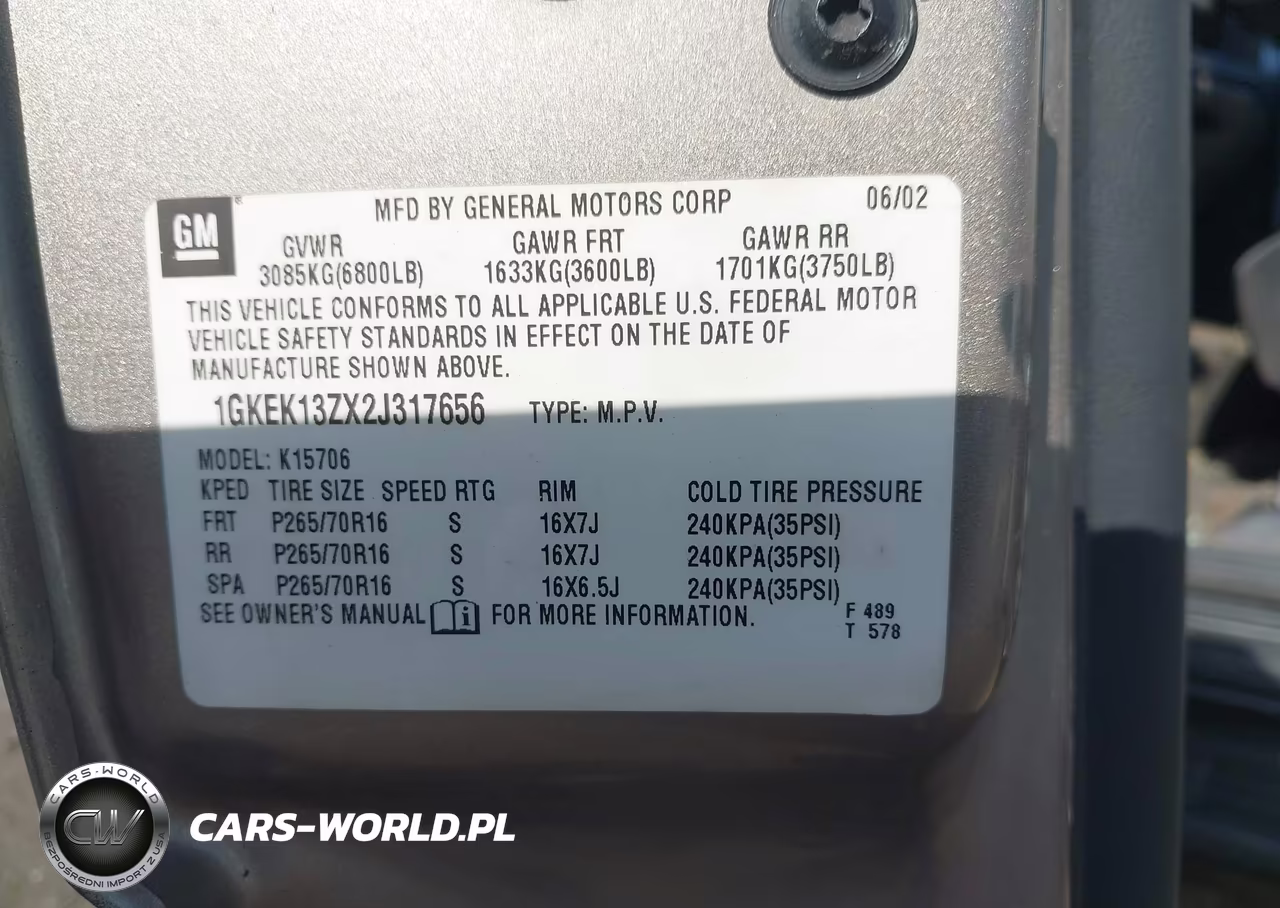 2002 GMC Yukon Sle VIN:1GKEK13ZX2J317656 - 9