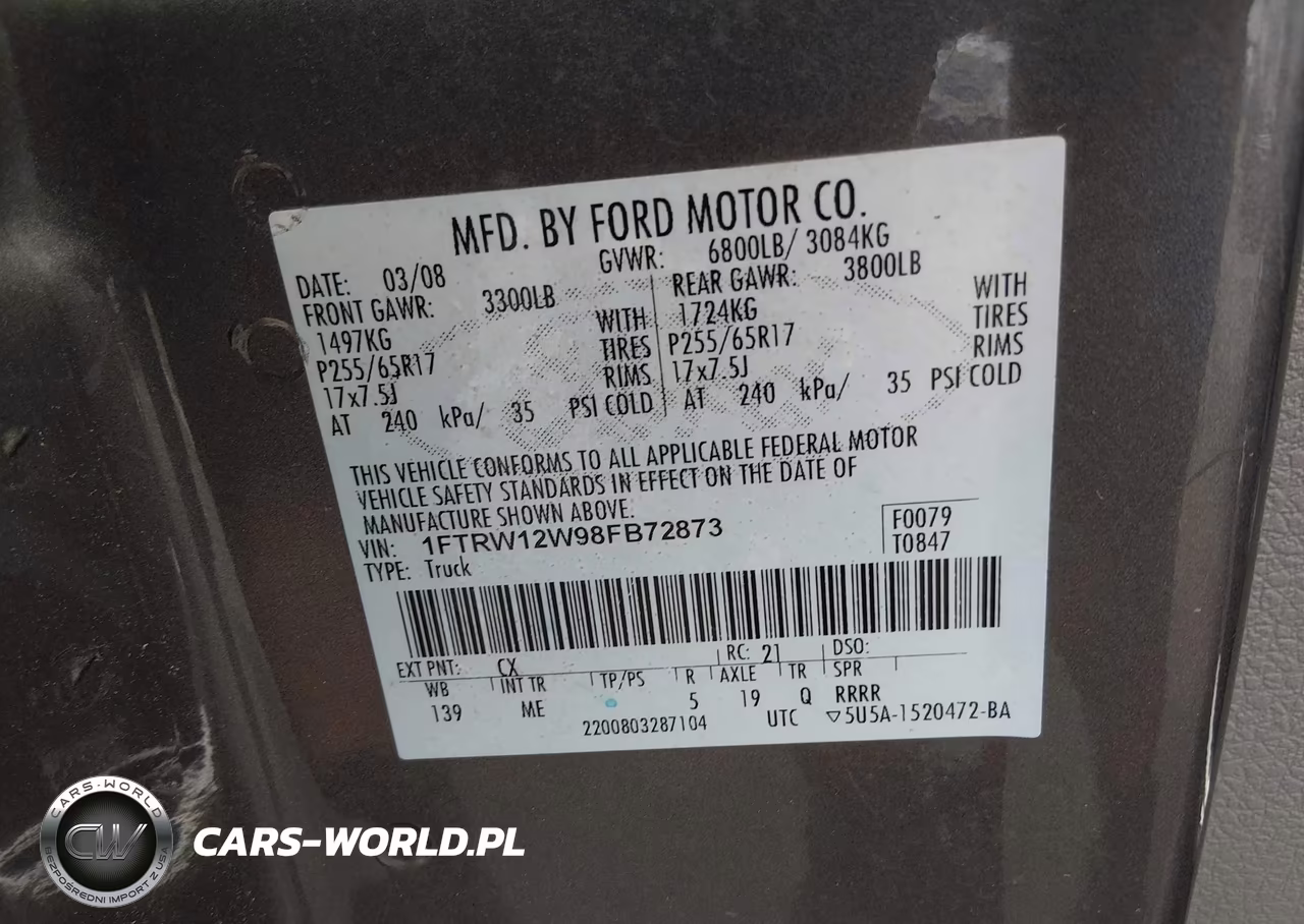 2008 Ford F-150 60Th Anniversary-Fx2-Xl-Xlt VIN:1FTRW12W98FB72873 - 9