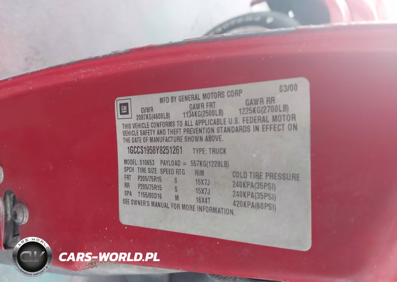 2000 Chevrolet S-10 Ls VIN:1GCCS1958Y8251261 - 9