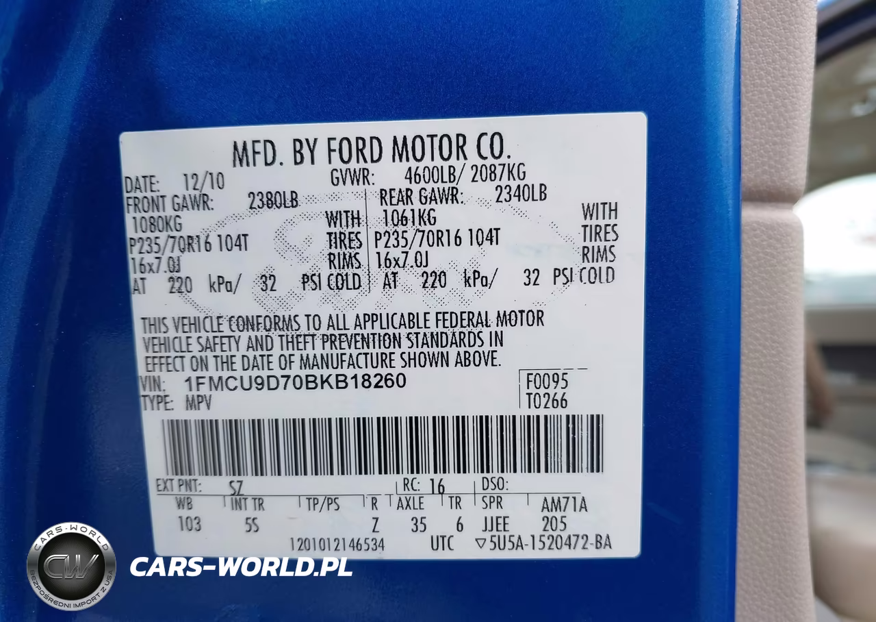 2011 Ford Escape Xlt VIN:1FMCU9D70BKB18260 - 9