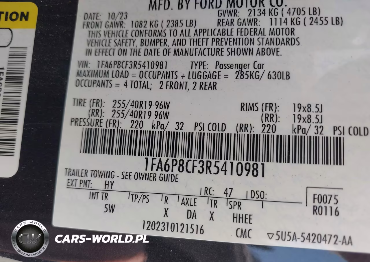 2024 Ford Mustang Gt Premium Fastback VIN:1FA6P8CF3R5410981 - 9