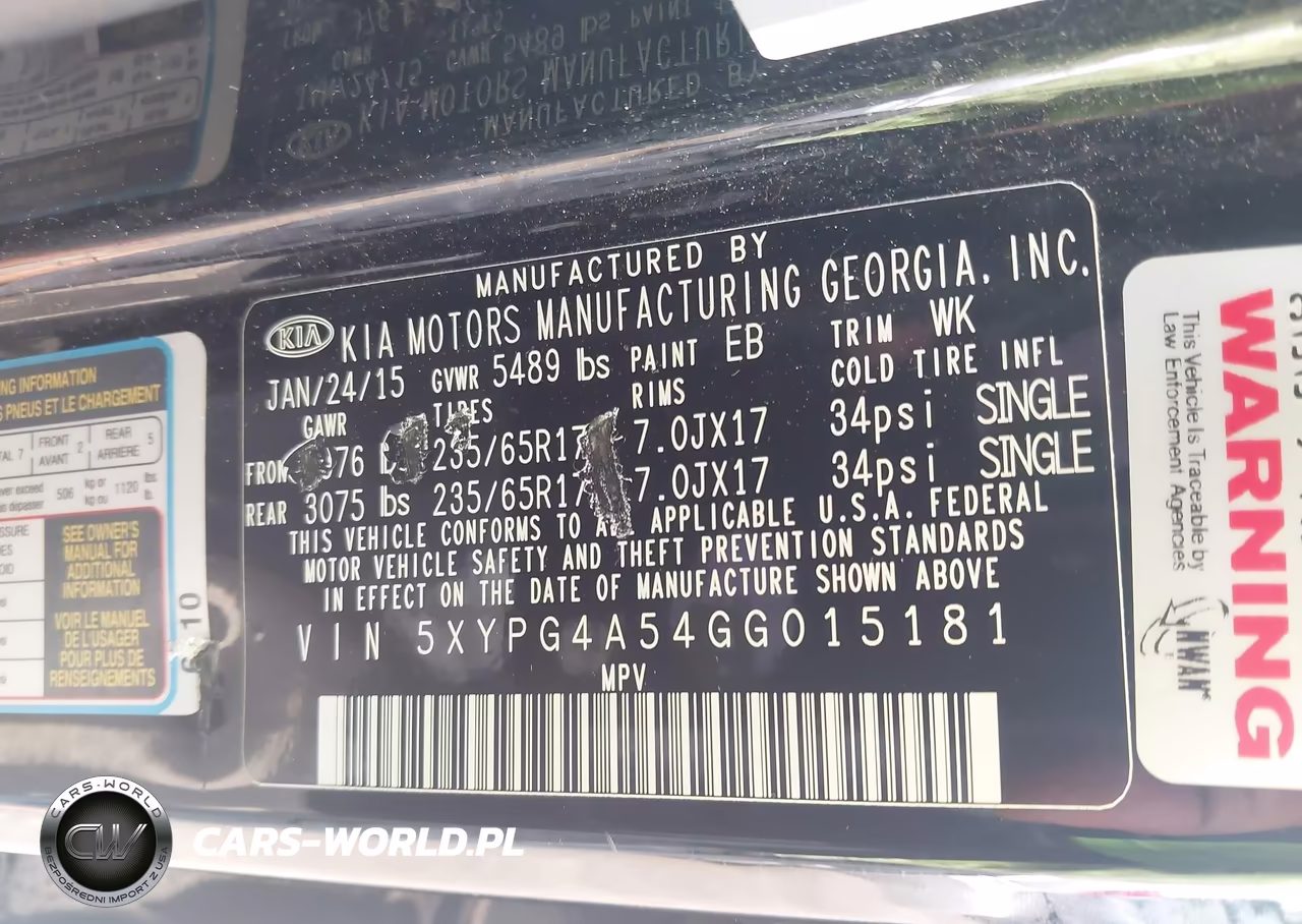 2016 Kia Sorento 3.3L Lx VIN:5XYPG4A54GG015181 - 9