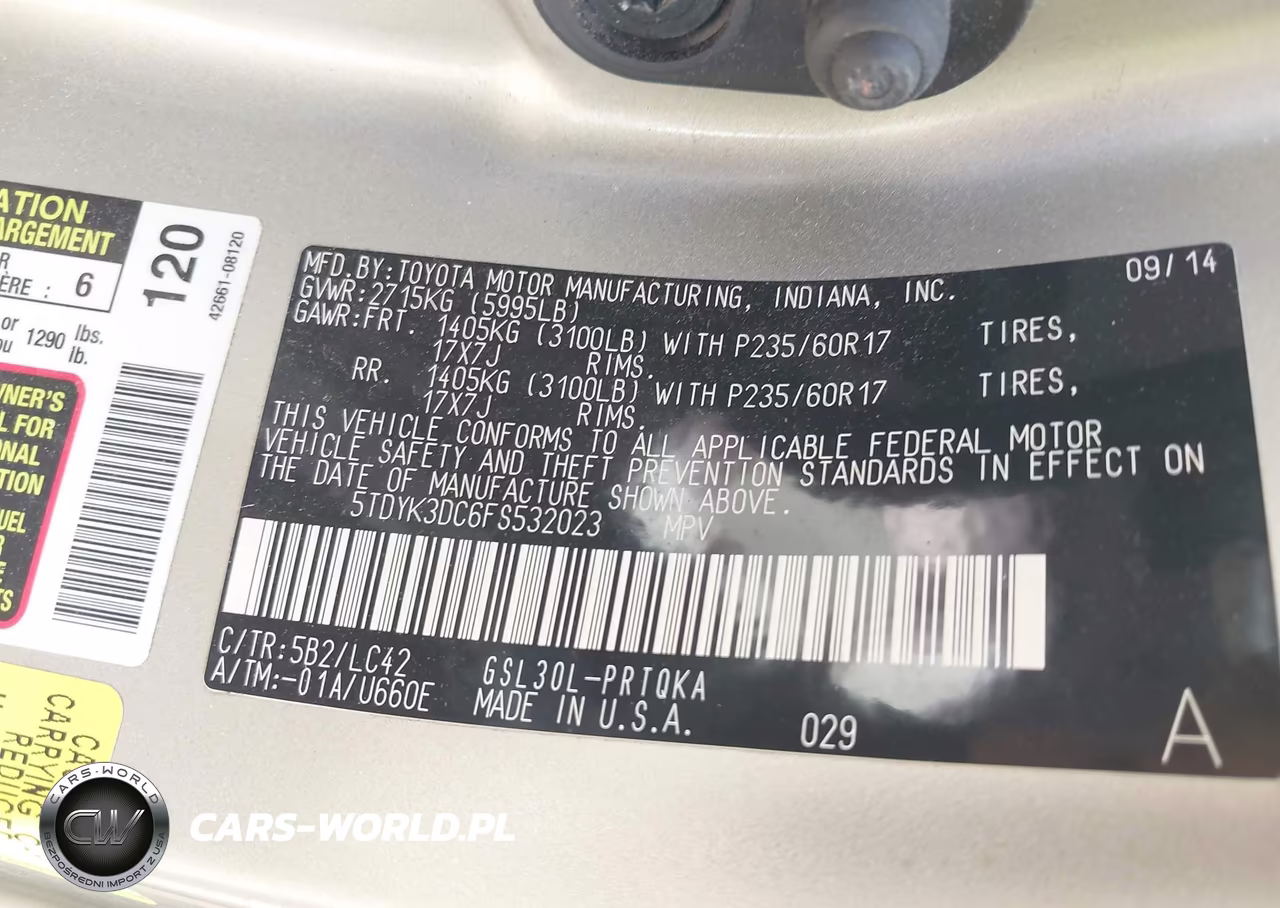 2015 Toyota Sienna Xle 8 Passenger VIN:5TDYK3DC6FS532023 - 9