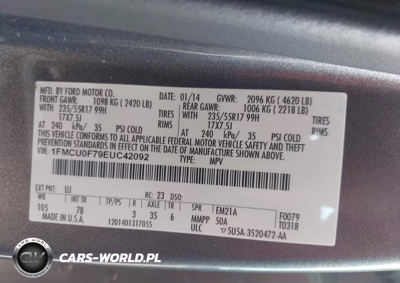 2014 Ford Escape S VIN:1FMCU0F79EUC42092 - 9