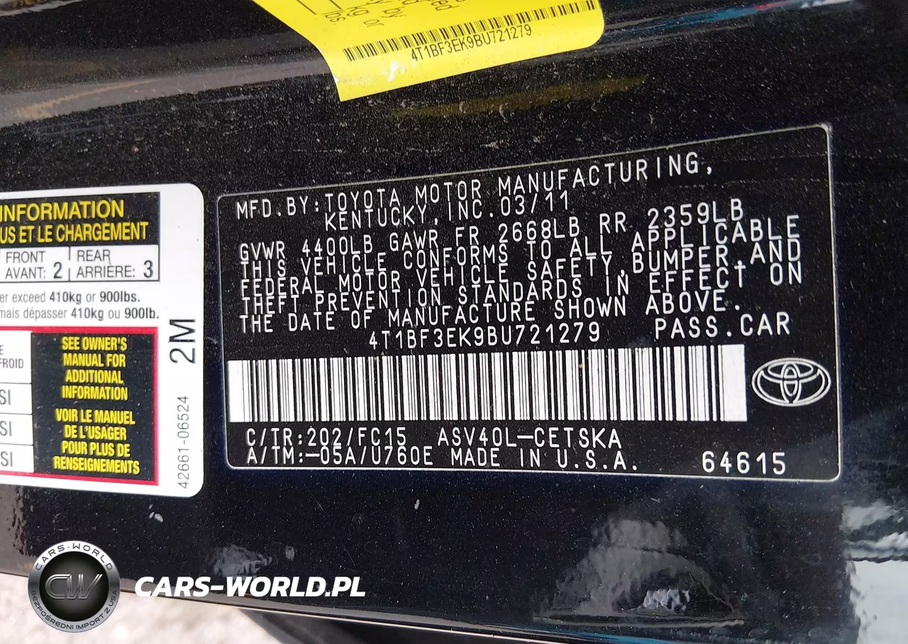 2011 Toyota Camry Se VIN:4T1BF3EK9BU721279 - 9