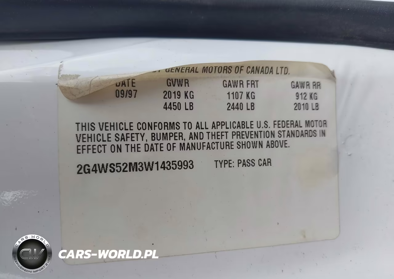 1998 Buick Century Custom VIN:2G4WS52M3W1435993 - 9